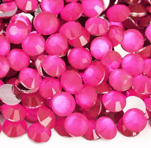 Rose Neon Silver Back Resin Rhinestones