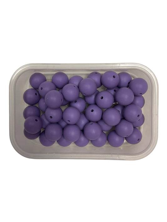 Silicone Beads 15mm Medium Purple