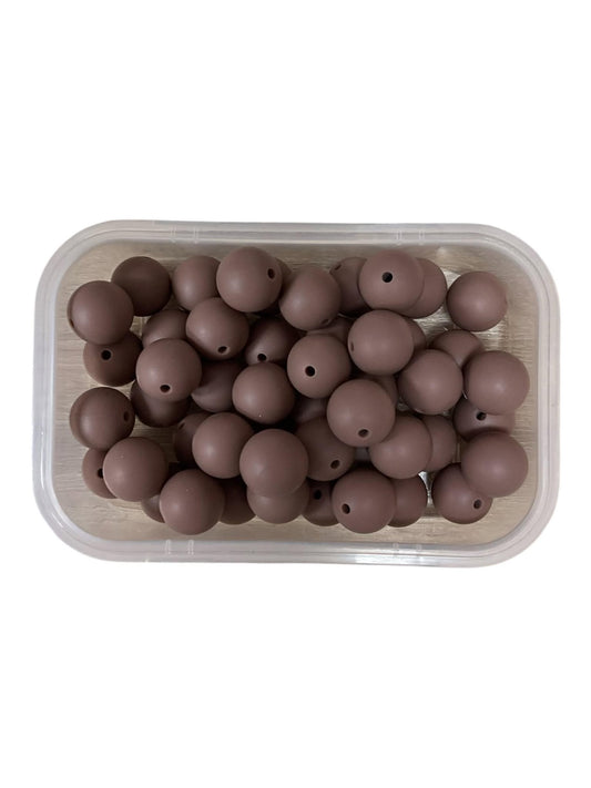 Silicone Beads 15mm Putty Brown