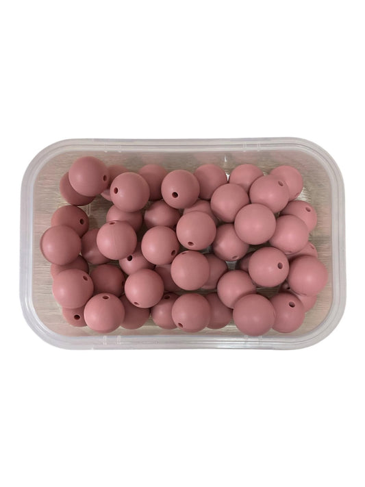 Silicone Beads 15mm Light Brick Red