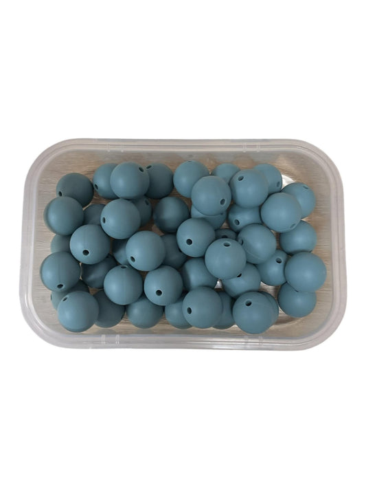 Silicone Beads 15mm Dark Dove Blue