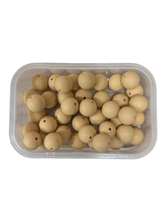 Silicone Beads 15mm Light Tan