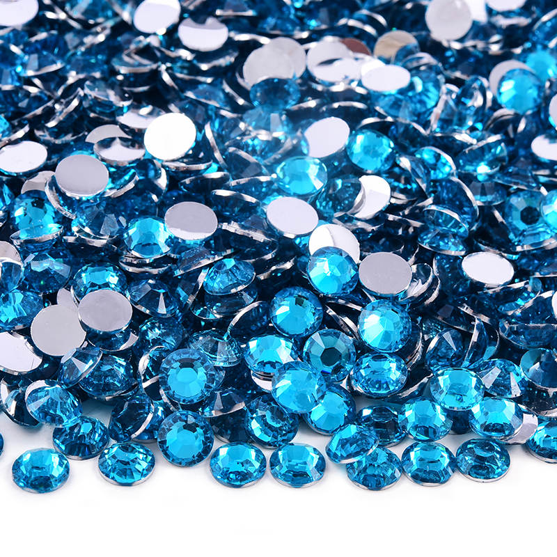 Capri Blue Silver Back Resin Rhinestones