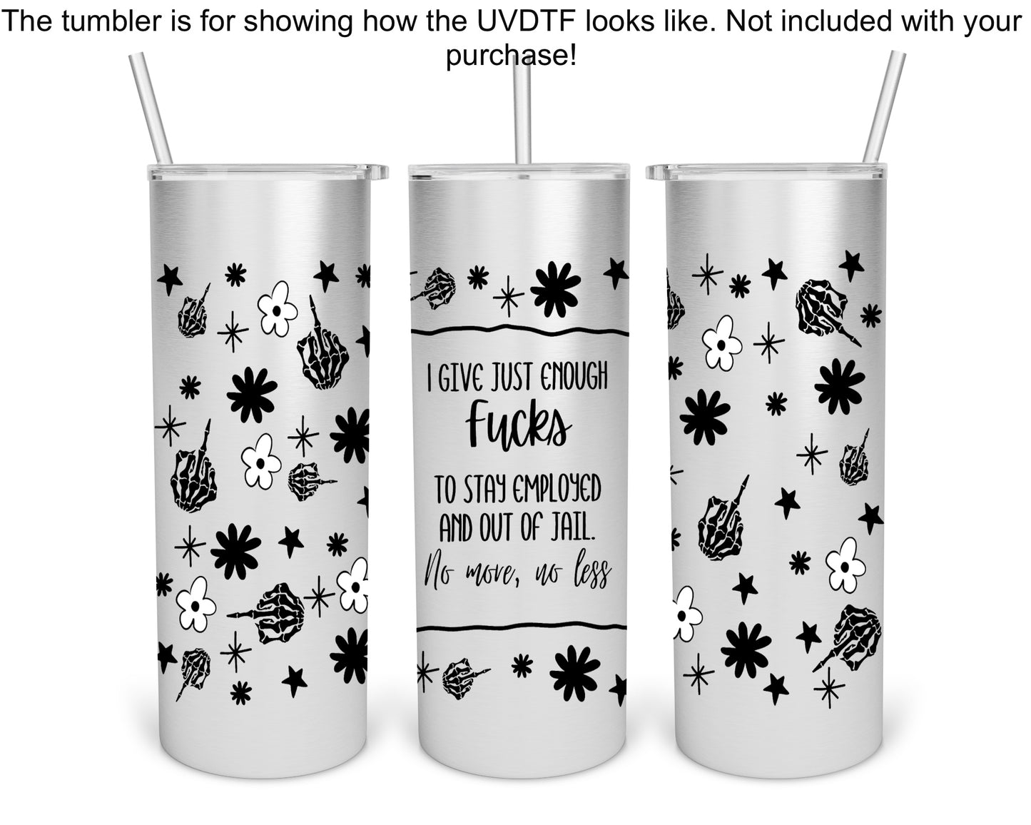 Zero F's Given 16oz UVDTF Tumbler Wrap