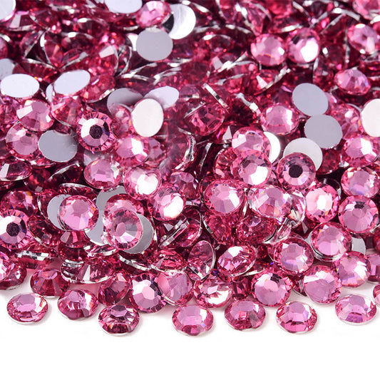 Dark Pink Silver Back Resin Rhinestones