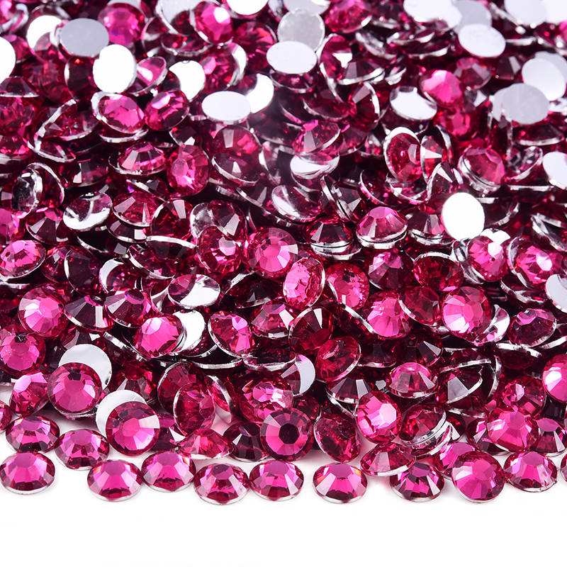 Dark Rose Silver Back Resin Rhinestones