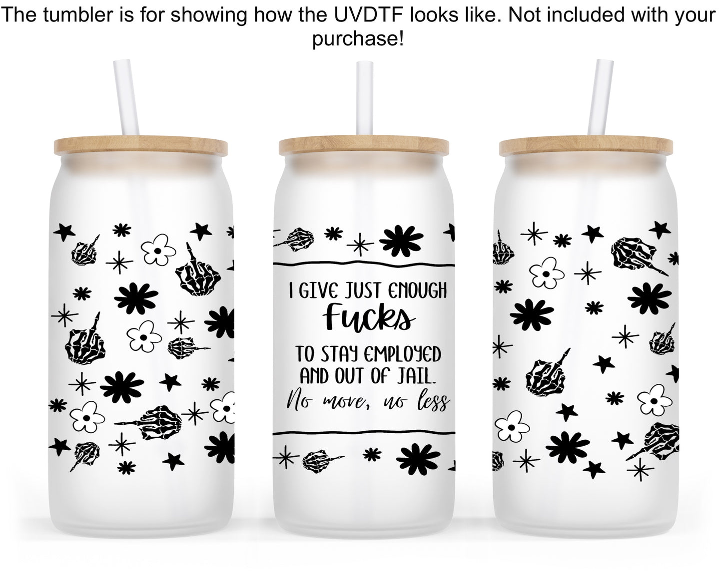 Zero F's Given 16oz UVDTF Tumbler Wrap