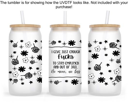 Zero F's Given 16oz UVDTF Tumbler Wrap