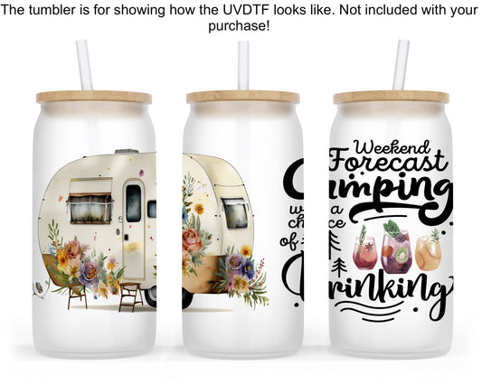 Camping 16oz UVDTF Tumbler Wrap